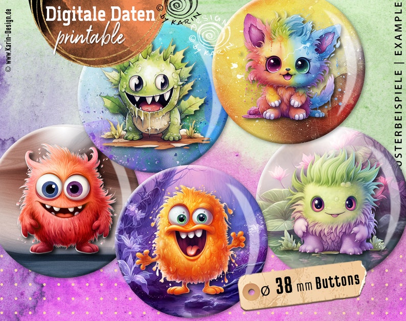20 Assorted Design Button Templates - Digital Print Collages - Special ...
