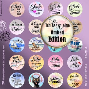 20x Design-Vorlagen - 4 sizes 38 + 30 + 25 + 18mm - digitale collage sheets "Worte-Salat" - Sofort-instant-Download PDF/JPG - Nr 2425