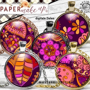 30x cabochon design | digital collage sheets | Paisley circles in 6 sizes | Instant Instant Download PDF/JPG - #228