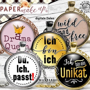 30x ontwerpsjablonen | digitale printcollages | coole woorden | Cirkels in 6 maten | Direct downloaden PDF/JPG - nr. 214
