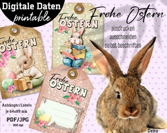 vintage easter tag labels - digital - tags labels labels - 8x journal cards - collage - instant download PDF/JPG/PNG - No 452