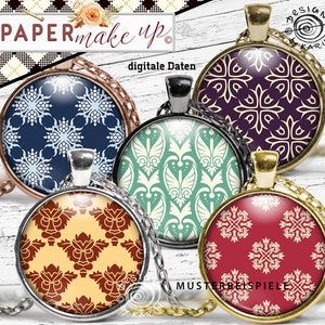 42x design templates digital - Print collages vintage patterns - circles in 5 sizes - instant download PDF/JPG - No. 147