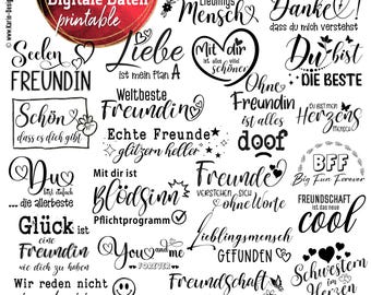 22x Friendship Love Quote Bundle - PNG - SVG - PDF - JPG - Templates - Print Plotter - Instant Download - No. 2517