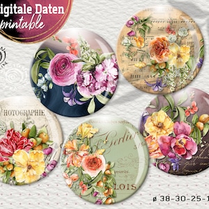 20x Design-Vorlagen - 4 sizes 38 + 30 + 25 + 18mm - digitale collagen sheets printable images - sofort-instant-Download PDF/JPG - Nr 2306