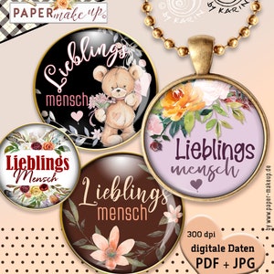 Lieblingsmensch - 24 diverse Design-Vorlagen  | digital collagen sheets | Cabochon Premiumqualität | Sofort-Download PDF/JPG - Nr 362