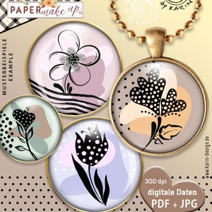 24 modelli di cabochon di design diversi FANTASY - fogli di collage digitali stampabili - download immediato PDF/JPG - n. 424