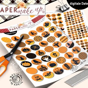 42x Design-Vorlagen digitale collagen sheets big Bundle Halloween Print-Collagen Kreise in 5 Größen Sofort-instant Download Nr 152 Bild 3