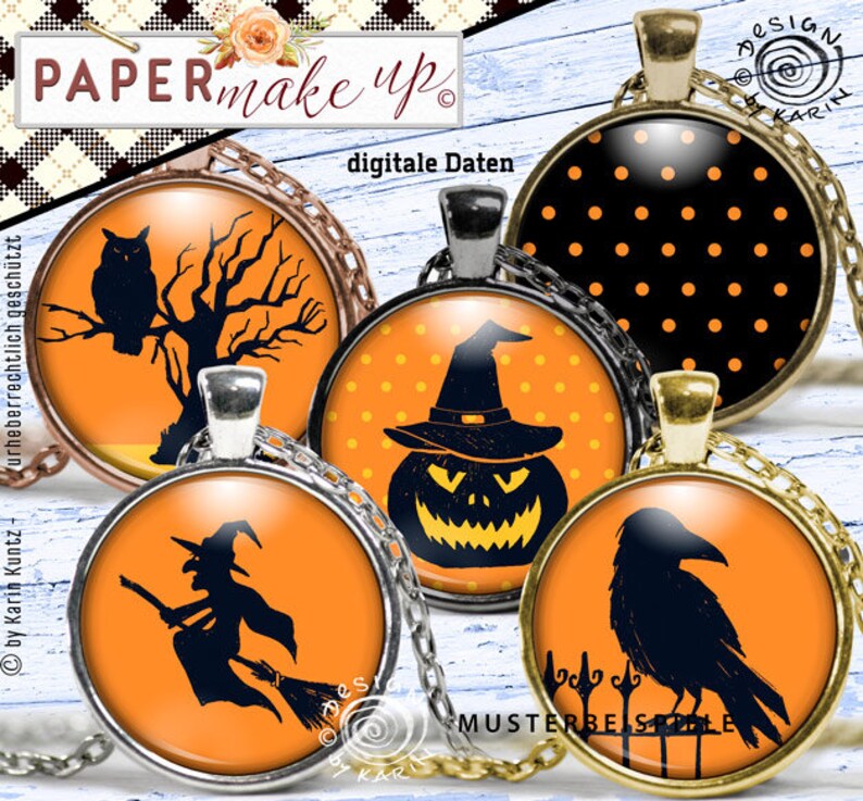 42x Design-Vorlagen digitale collagen sheets big Bundle Halloween Print-Collagen Kreise in 5 Größen Sofort-instant Download Nr 152 Bild 1