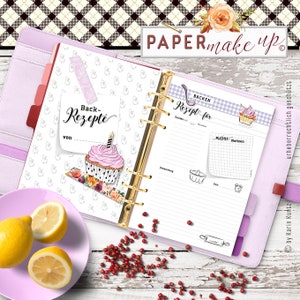 Blank digital recipe notes - baking and cooking - in A4 + A5 + filofax - instant download PDF - No. 130
