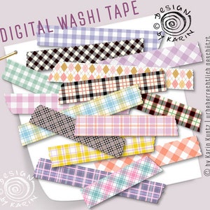 Karo Washi-Tapes digital - Bundle divers checkered - Instant instant download PNG - Kitchen design - No. 134