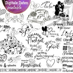 25x Liefdeshuwelijk Huwelijkscitaatbundel - PNG - SVG - PDF - Jpg - Sjablonen - Printplotter - Direct downloaden - Nr. 2510