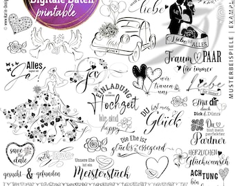 25x Love Wedding Marriage Quote Bundle - PNG - SVG - PDF - JPG - Templates - Print Plotter - Instant Download - No. 2510
