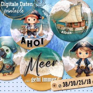 20 digital Vorlagen - 4 sizes 38 + 30 + 25 + 18mm - einfach Meer - collage sheets printable images - instant-Download PDF/JPG - Nr 2333