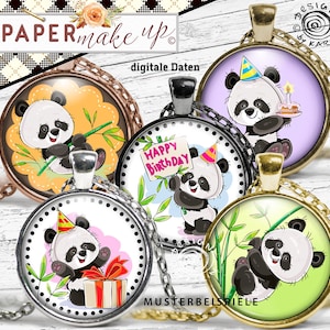 Panda - 30x Cabochon-Design digital - Print Collagen Pandabären - 6 sizes | Sofort-instant-Download PDF/JPG - Nr 225