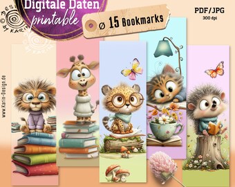 15 bookmarks for young and old - digital collage sheets - bookmarks - best for kids - instant download PDF/JPG - No. 2608