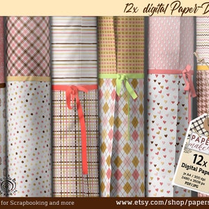 Design de papel digital - Conjunto em pastel - 12x vários papéis para impressão - fundos de scrapbooking papel A4 - download instantâneo PDF/JPG - No. 369