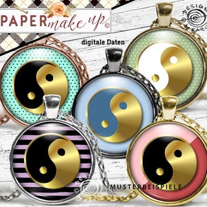 42 design templates digital collage sheets Yin & Yang 6 sizes 30/25/20/18/12/10 Instant instant download PDF/JPG No. 168 image 1