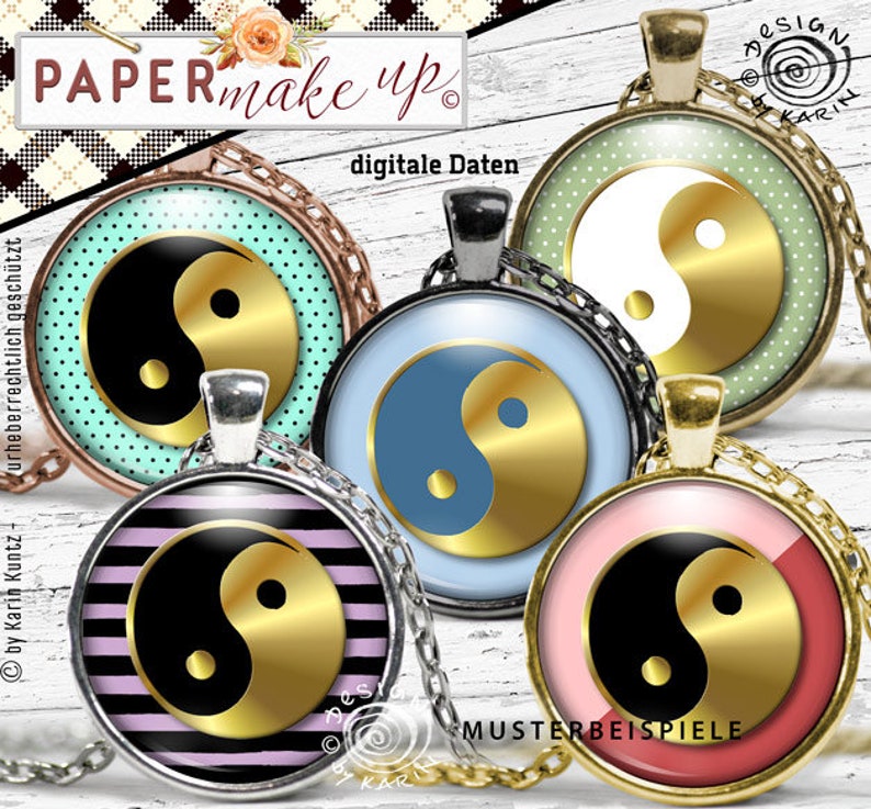 42 design templates digital collage sheets Yin & Yang 6 sizes 30/25/20/18/12/10 Instant instant download PDF/JPG No. 168 image 1