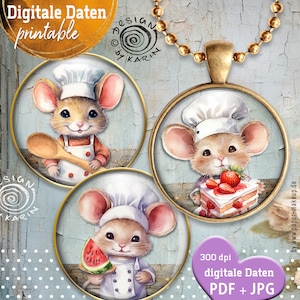 20 modèles numériques - 4 tailles 38 + 30 + 25 + 18 mm - souris mignonnes - feuilles de collage images imprimables - téléchargement instantané PDF/JPG - n° 2331