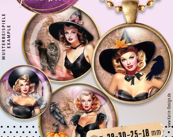 20 digital templates - 4 sizes 38 + 30 + 25 + 18 mm - Halloween - collage sheets printable images - instant download PDF/JPG - No. 2338