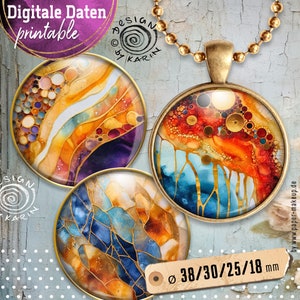 20 digital Vorlagen - 4 sizes 38 + 30 + 25 + 18mm - Gemstone abstract - collage sheets printable images - instant-Download PDF/JPG - Nr 2337