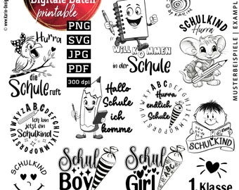 Schoolchild Quote Bundle - 15x each PNG - SVG - PDF - JPG - Templates - Print Plotter - Instant Download - No. 2522