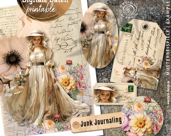 Junk Journal Kit - digitale Daten zum selbst ausdrucken und gestalten - instant Sofort-Download PDF/JPG - Nr 2342