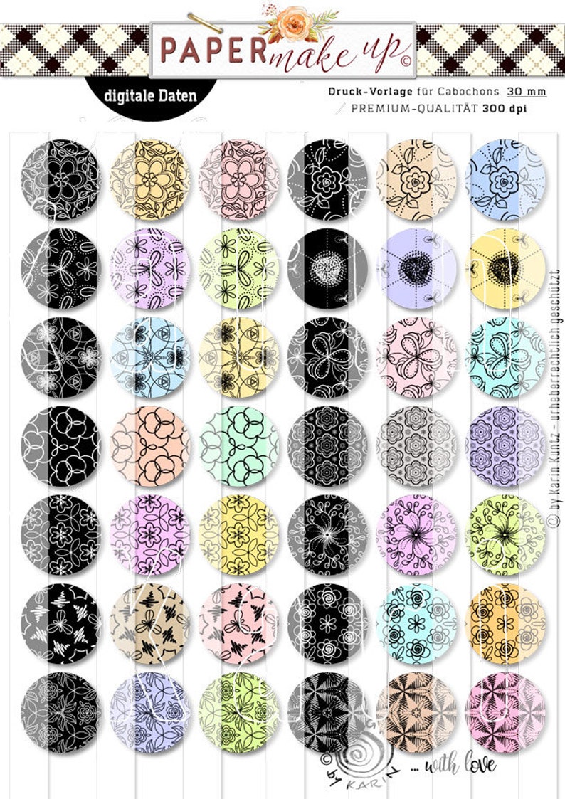 42x Design-Vorlagen digitale collage sheets Mandalas Kreise in 5 Größen Sofort-instant-Download PDF/JPG Nr 167 Bild 4