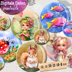 20x Design-Vorlagen - Niedliche Vielfalt - 4 sizes 25+12+10+8 mm - digitale collagen sheets - sofort-instant-Download PDF/JPG - Nr 2312