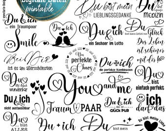 25x Love You & I Quote Bundle - PNG - SVG - PDF - JPG - Templates - Print Plotter - Instant Download - No. 2523