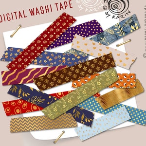 Vielfalt Washi-Tape digital | Design-Muster-Mix | Gold Pattern Bundle | Instant-Download | PNGs - transparenter Hintergrund - Nr 325