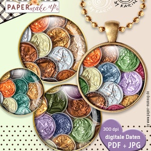 20x design templates digital collage sheets | Coffee capsules | 4 sizes: 25, 18, 14, 12mm | Instant Download PDF/JPG - No. 335