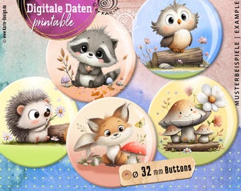 20x Design Button Templates - Digital Print Collages - Size 32 mm - Teachers - Premium Quality - Instant Download PDF/JPG - No. 2609