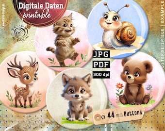 20 design button templates - digital print collages - special size 44 mm - sweeties - premium quality - instant download PDF/JPG - No. 2513