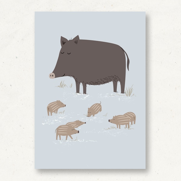 Postkarte Waldtiere Wildschwein