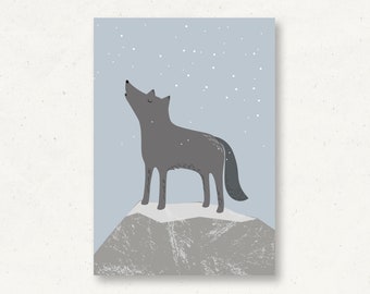 Postkarte Waldtiere Wolf