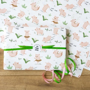 Wrapping paper happy pig image 1