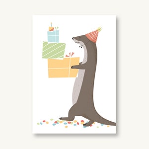 Postkarte Geburtstag Konfetti Otter