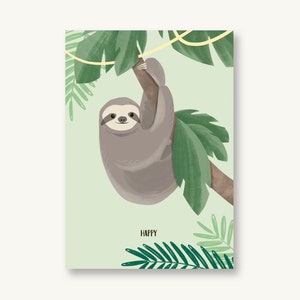 Postkarte "Happy" Faultier