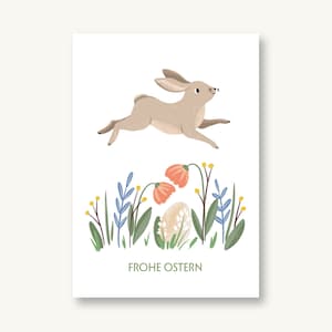 Postkarte Ostern Osterwiese Osterhase