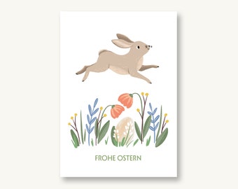 Postkarte Ostern Osterwiese Osterhase