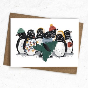 Grußkarte Weihnachten Pinguine Familie