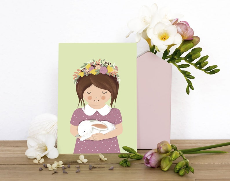 spring summer autumn winter girl  Postcard set image 1