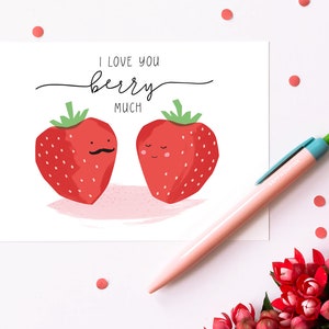 Postkarte Valentinstag I love you berry much Bild 1