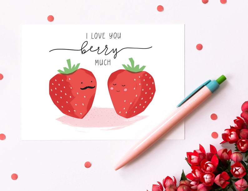 Postkarte Valentinstag I love you berry much Bild 1