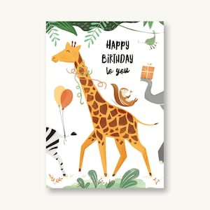 Postkarte Happy Birthday - Giraffe