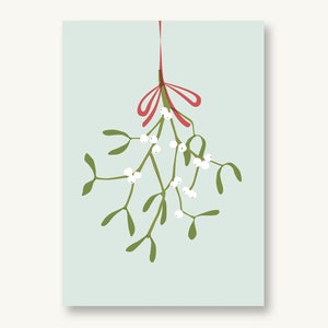 Postkarte Weihnachten - Mistelzweig