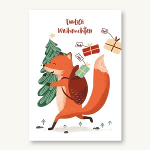 Postkarte Weihnachten Fuchs