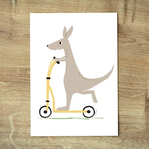 Postkarte Känguru mit Roller