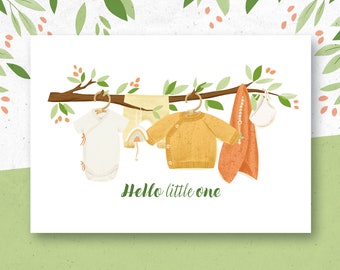 Postkarte Hello little one / Baby / Geburt